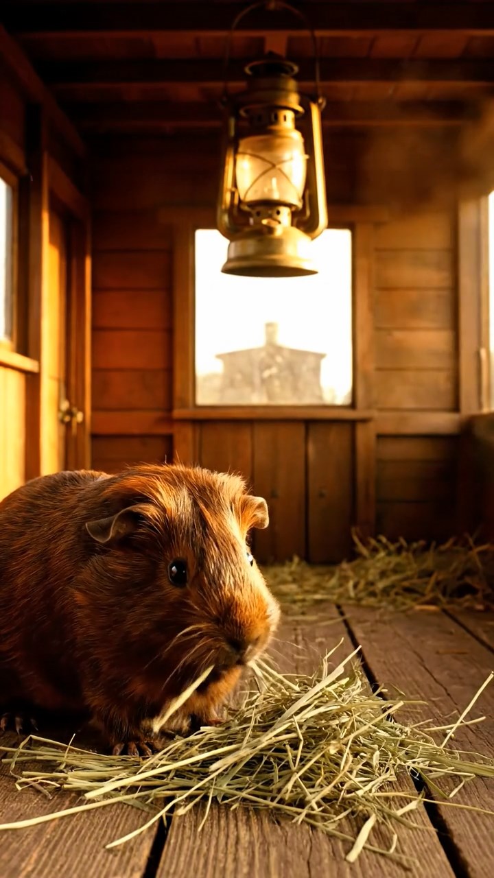 533. Detailed photo of 3 smooth-haired American guinea pigs with Gray, Cream, and Brown fur, burrowing like rabbits in a sandy dune with sparse grass and distant cacti, under a golden sunset, creating a vivid, realistic desert scene.