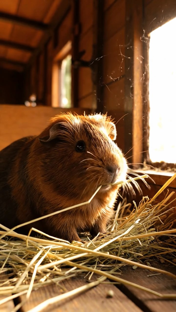533. Detailed photo of 3 smooth-haired American guinea pigs with Gray, Cream, and Brown fur, burrowing like rabbits in a sandy dune with sparse grass and distant cacti, under a golden sunset, creating a vivid, realistic desert scene.