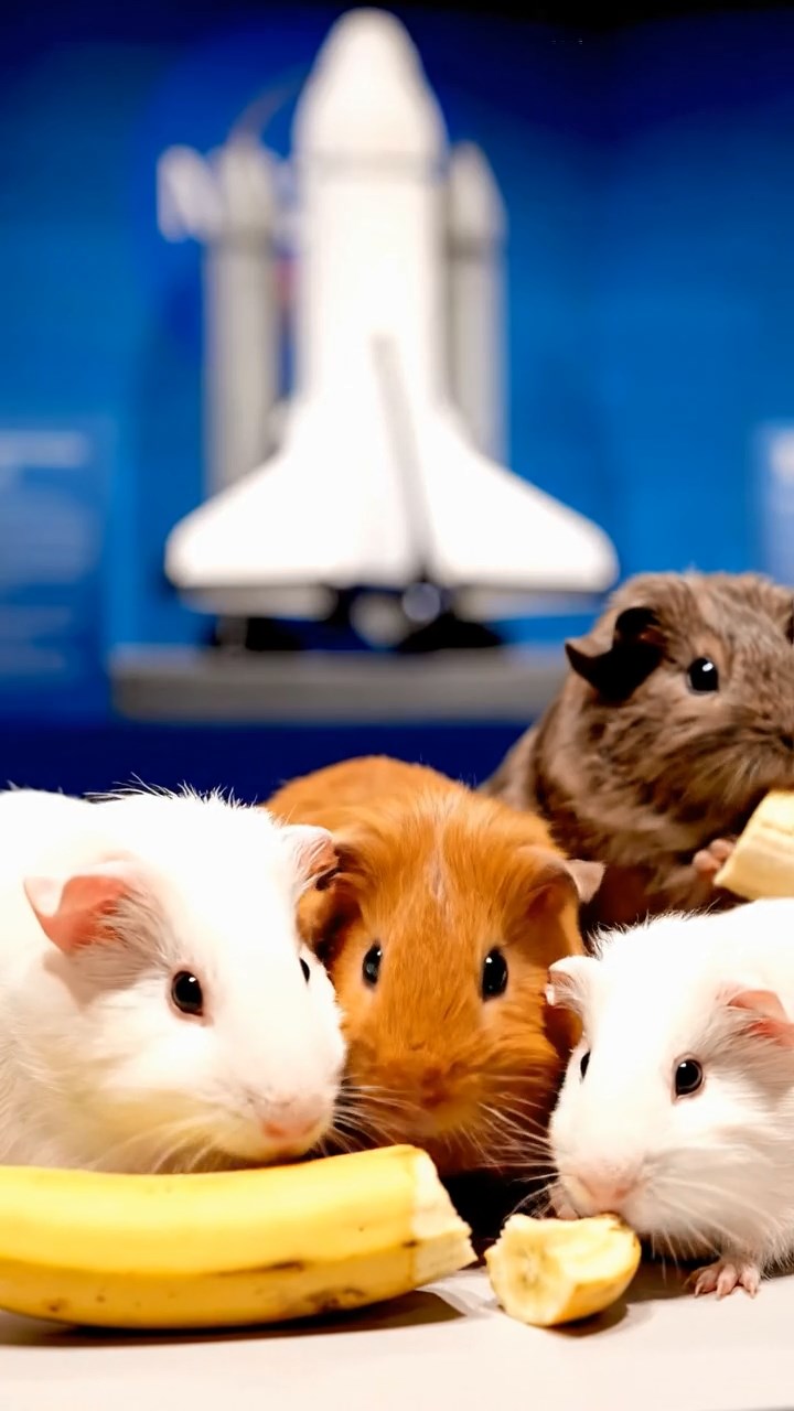 539. Highly detailed view of 4 smooth-haired Himalayan guinea pigs with White, Orange, Black, and Brown fur, dressed as writers in tiny scarves, drafting novels in a guinea pig study with miniature books and hay desks, under warm lamplight, creating a vivid, realistic literary scene.