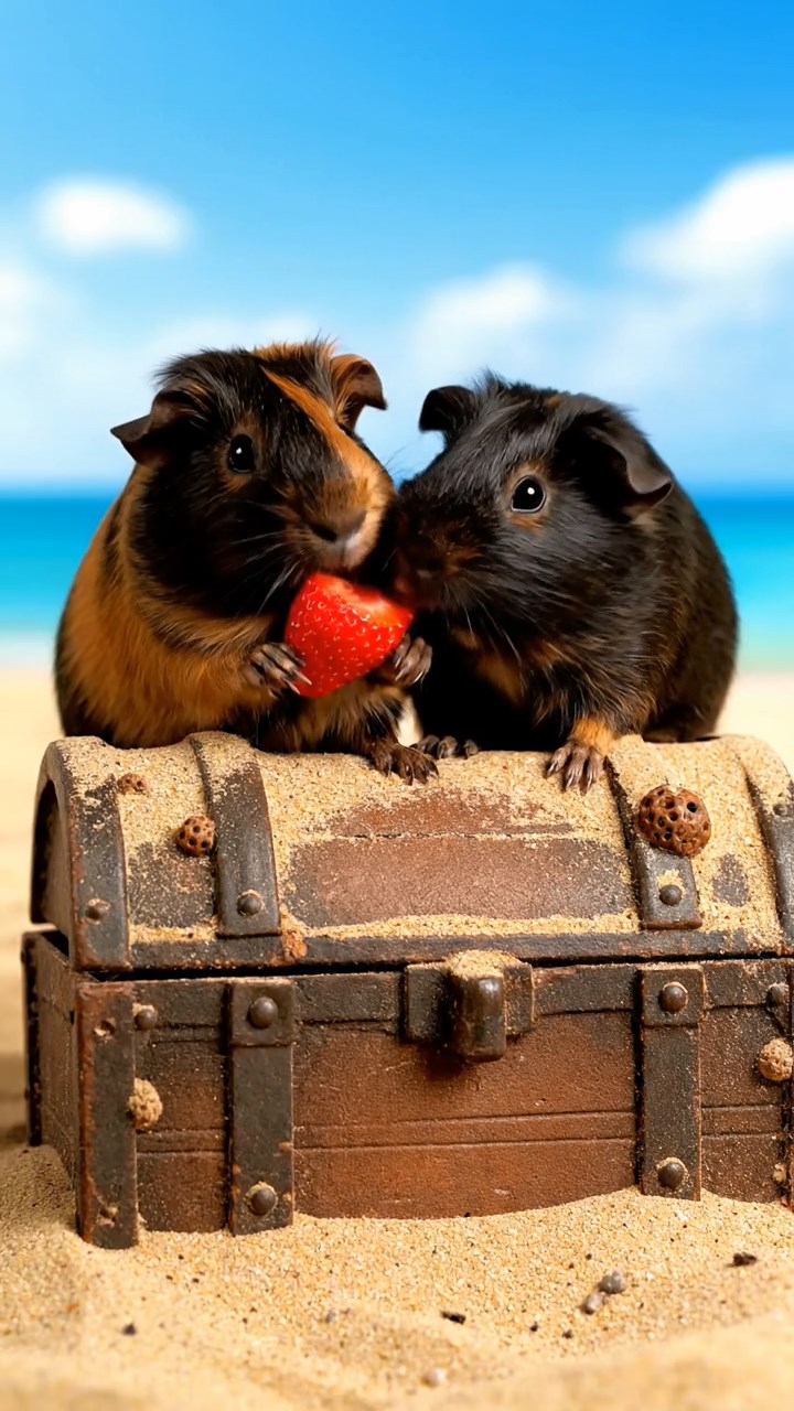 540. Realistic scene of 5 smooth-haired Californian guinea pigs with Cream, Fawn, Sable, Gray, and Cinnamon fur, sleeping in a cozy pile in a lush meadow with wildflowers and a gentle breeze, under golden sunlight, capturing a lifelike, tranquil group moment.