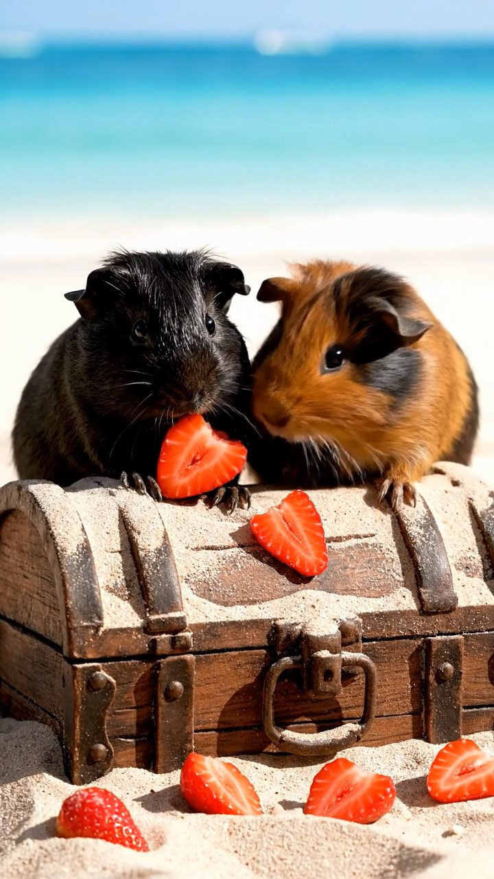 540. Realistic scene of 5 smooth-haired Californian guinea pigs with Cream, Fawn, Sable, Gray, and Cinnamon fur, sleeping in a cozy pile in a lush meadow with wildflowers and a gentle breeze, under golden sunlight, capturing a lifelike, tranquil group moment.