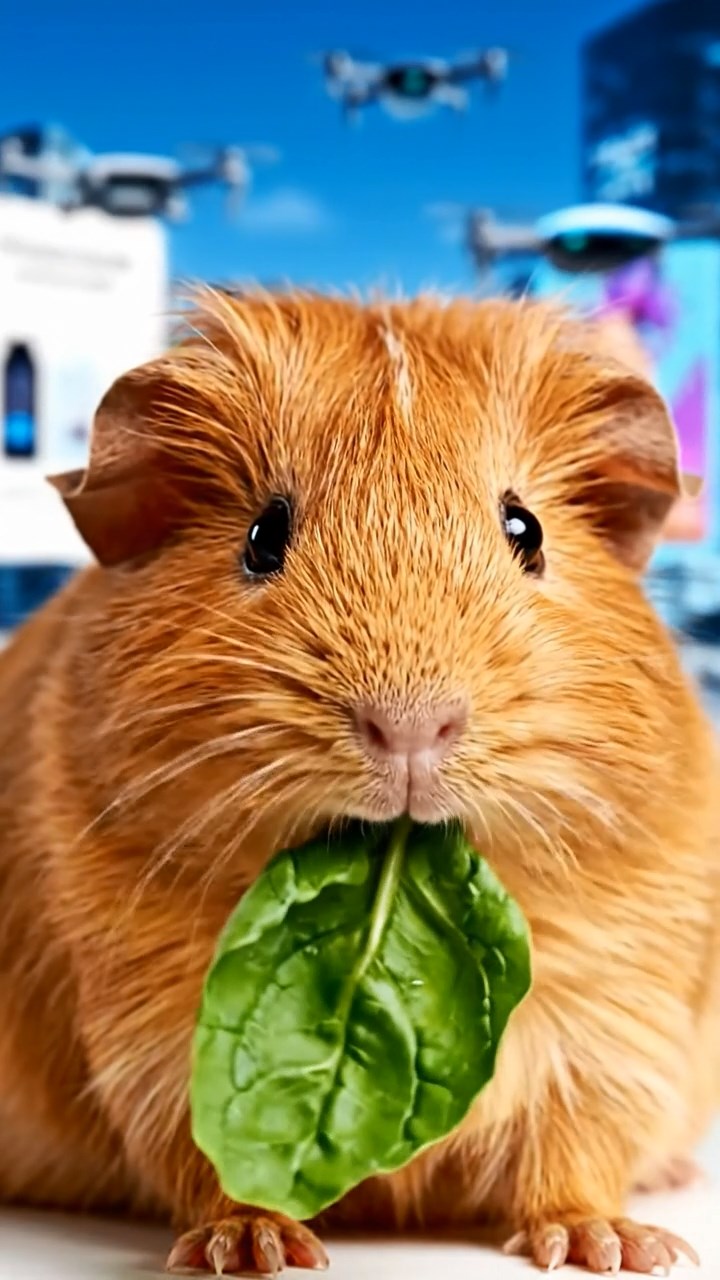 553. Detailed photo of 3 smooth-haired American guinea pigs with Gray, Cream, and Brown fur, burrowing like rabbits in a sandy dune with sparse grass and distant cacti, under a golden sunset, creating a vivid, realistic desert scene.