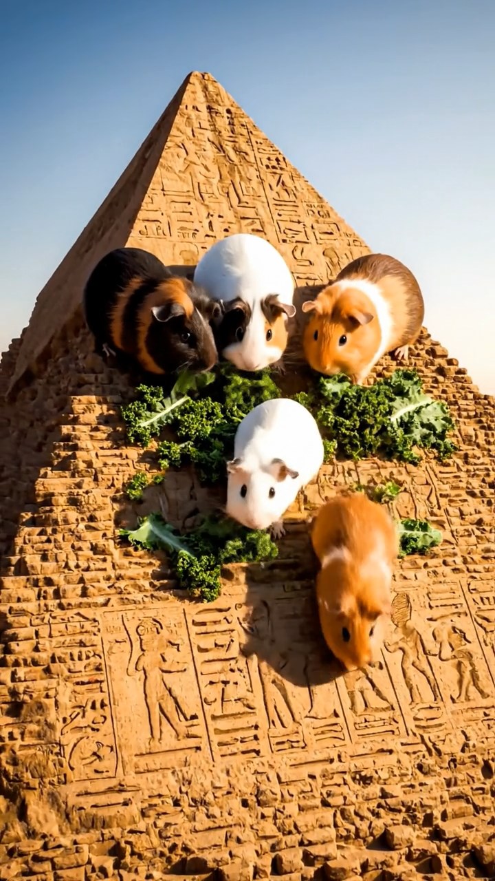 554. Photorealistic scene of 4 smooth-haired Teddy guinea pigs with Fawn, Chocolate, Cinnamon, and Sable fur, dressed as librarians in tiny glasses, shelving miniature books in a guinea pig library with hay shelves and soft lamplight, capturing a realistic, cozy moment.