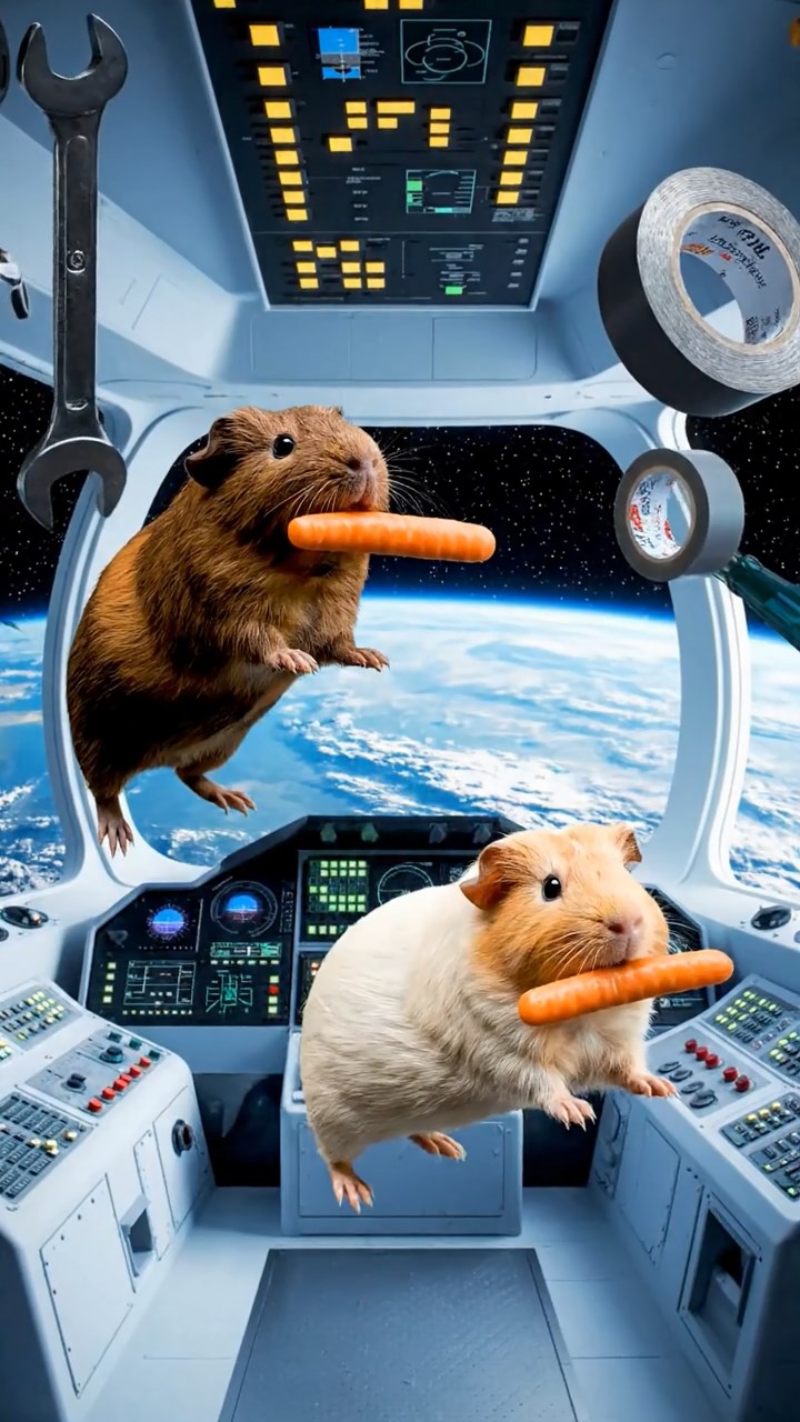 556. Realistic scene of 1 smooth-haired Californian guinea pig with Cream fur, nibbling on strawberries, in a fragrant rose garden with blooming red and white roses, under warm sunlight, capturing a vivid, lifelike romantic moment.