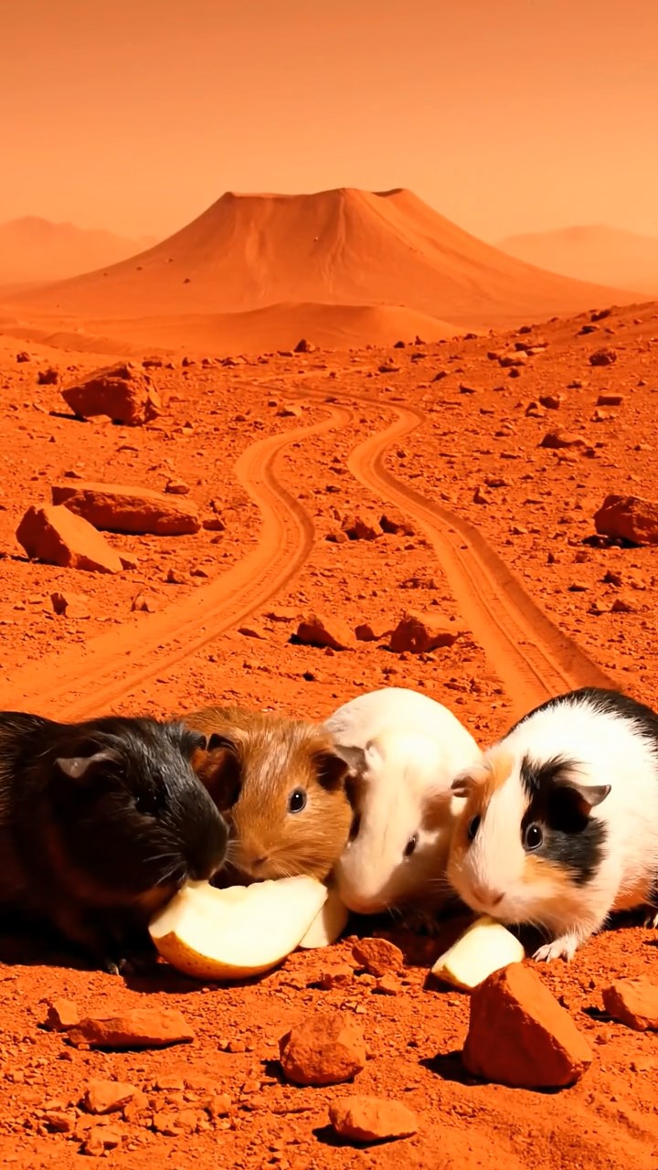 559. Highly detailed view of 4 smooth-haired Himalayan guinea pigs with White, Orange, Black, and Brown fur, dressed as writers in tiny scarves, revising manuscripts in a guinea pig study with miniature books and hay desks, under warm lamplight, creating a vivid, realistic literary scene.