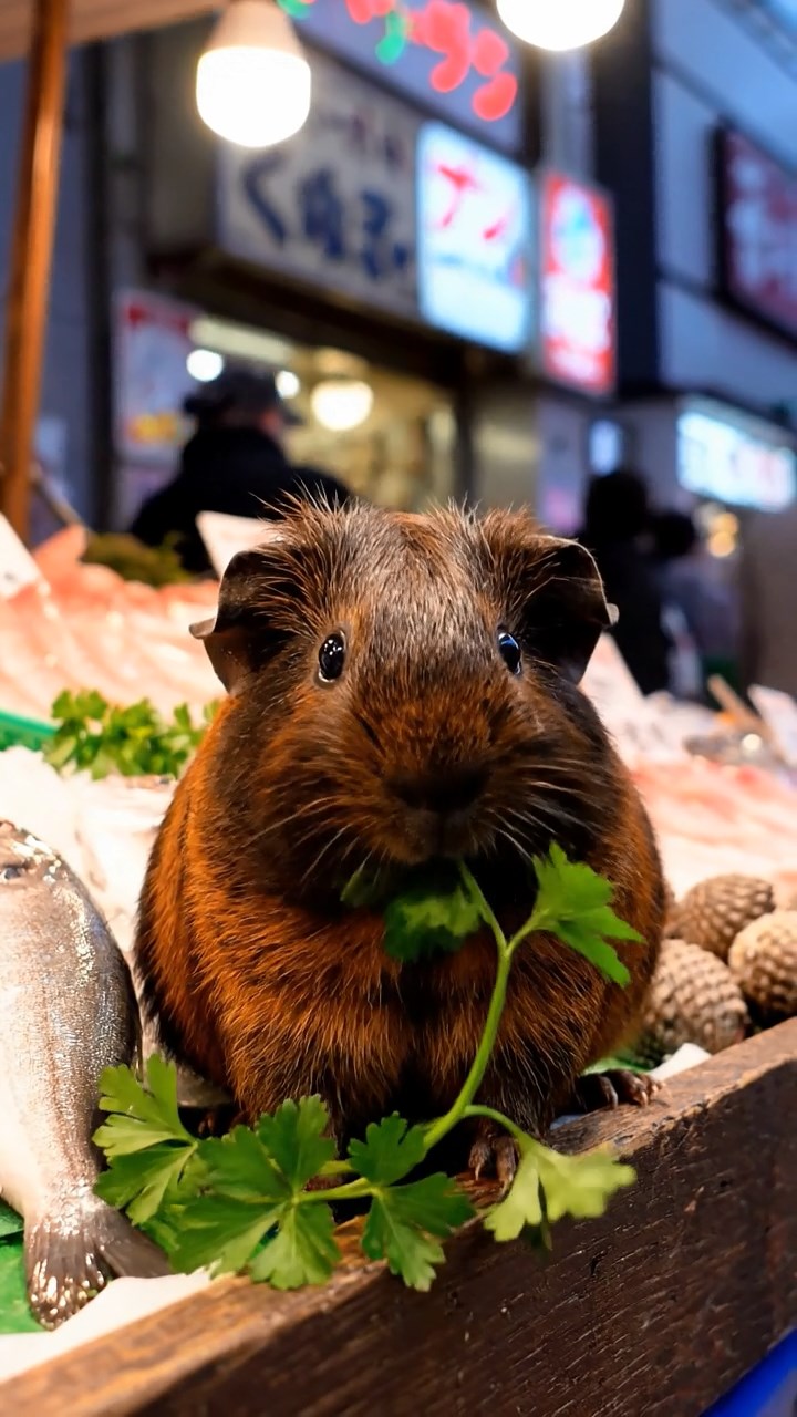 562. Photorealistic scene of 2 smooth-haired Teddy guinea pigs with Orange and Black fur, dressed as engineers in tiny helmets, constructing a miniature dam in a guinea pig workshop with hay beams and tools, under bright daylight, enhancing the lifelike, industrious atmosphere.