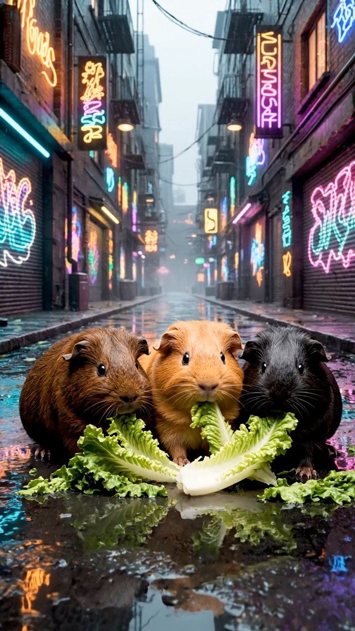 570. Photorealistic scene of 5 smooth-haired Teddy guinea pigs with Cream, Fawn, Sable, Gray, and Cinnamon fur, play-fighting in a grassy clearing with soft moss and scattered twigs, under gentle morning light, capturing a realistic, playful woodland moment.