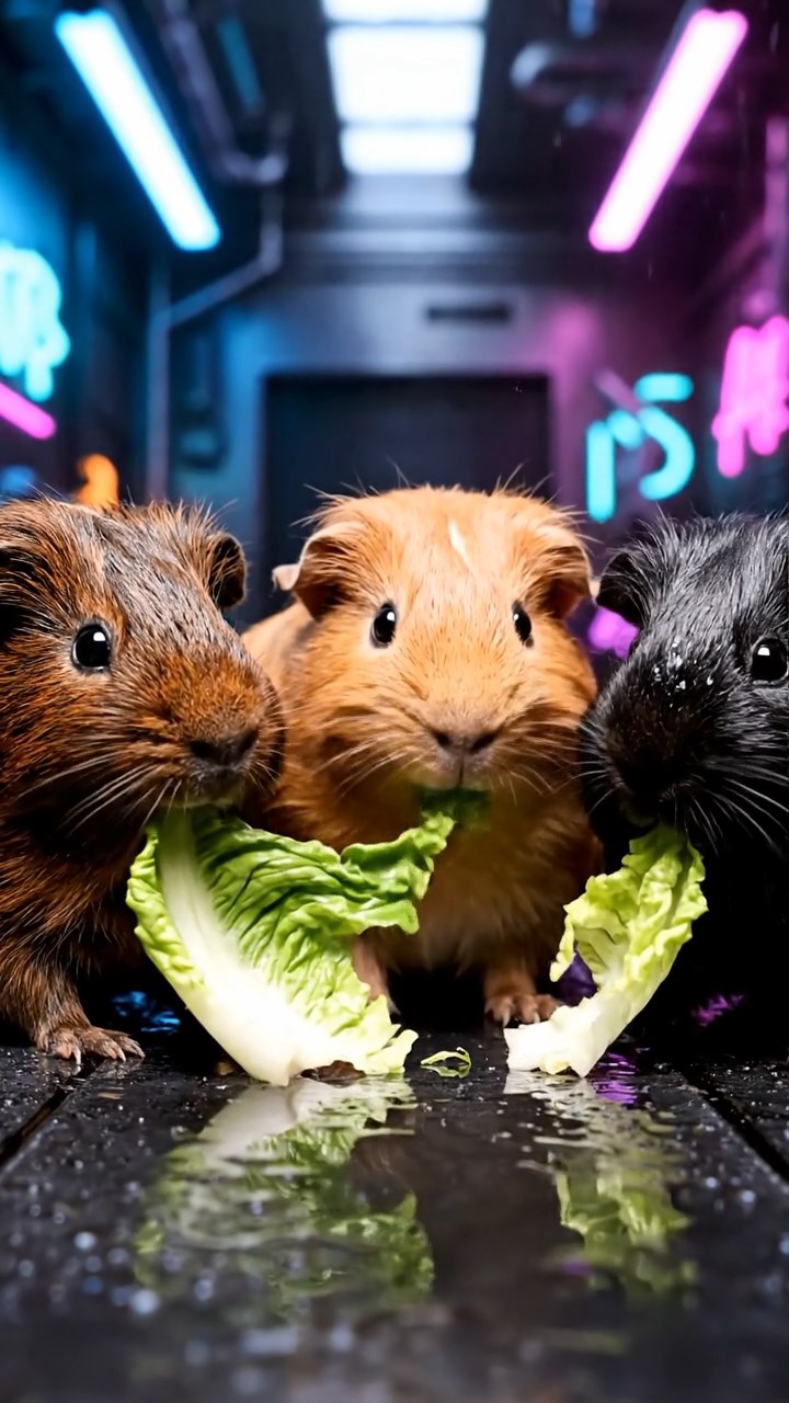 570. Photorealistic scene of 5 smooth-haired Teddy guinea pigs with Cream, Fawn, Sable, Gray, and Cinnamon fur, play-fighting in a grassy clearing with soft moss and scattered twigs, under gentle morning light, capturing a realistic, playful woodland moment.