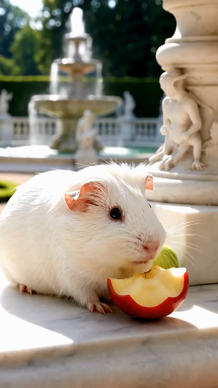 570. Photorealistic scene of 5 smooth-haired Teddy guinea pigs with Cream, Fawn, Sable, Gray, and Cinnamon fur, play-fighting in a grassy clearing with soft moss and scattered twigs, under gentle morning light, capturing a realistic, playful woodland moment.