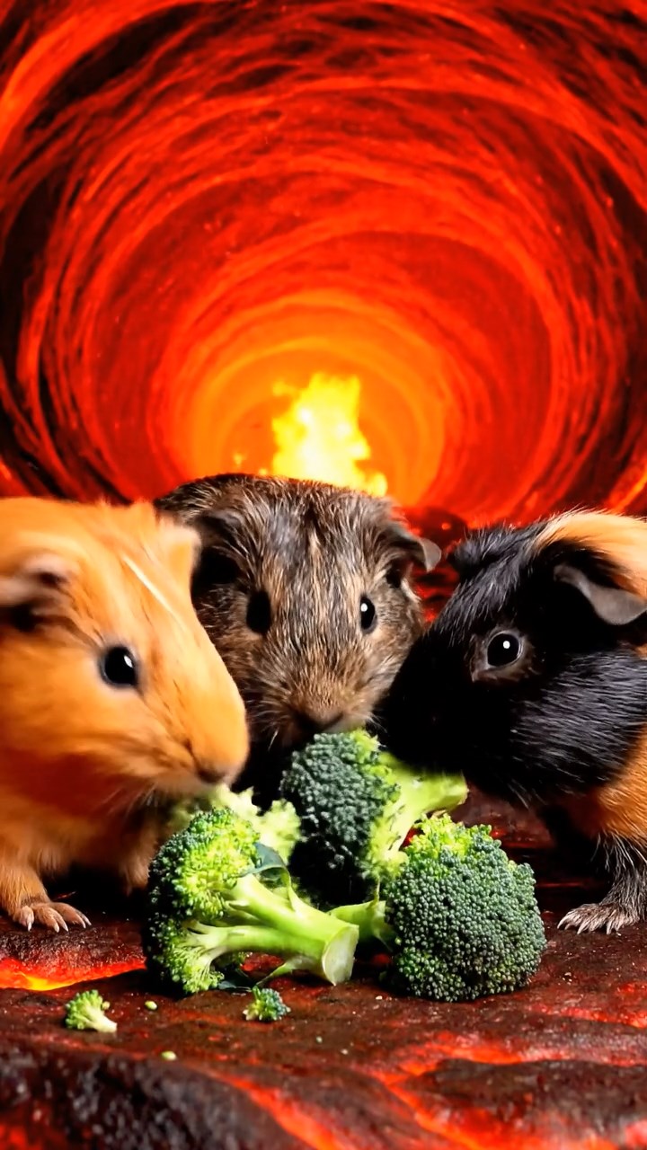 572. Realistic scene of 2 smooth-haired Californian guinea pigs with Orange and Black fur, dressed as tailors in tiny vests, sewing miniature shirts in a guinea pig atelier with colorful fabrics and hay mannequins, under warm lamplight, enhancing the lifelike, creative atmosphere.