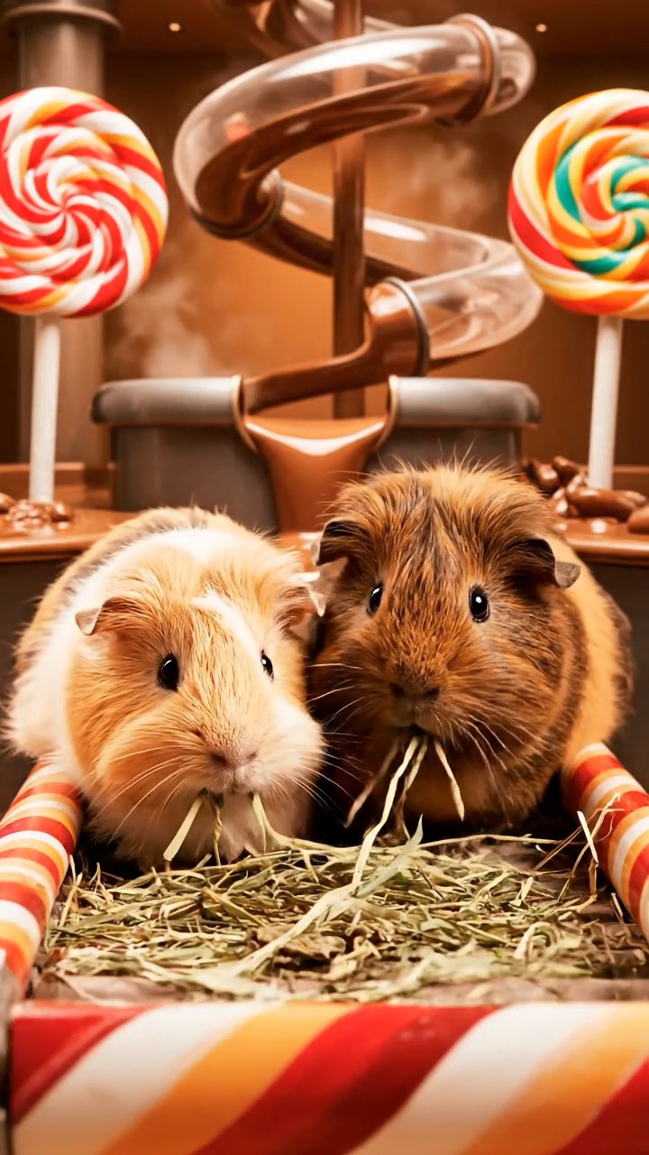 573. Detailed photo of 3 smooth-haired American guinea pigs with Gray, Cream, and Brown fur, burrowing like rabbits in a sandy dune with sparse grass and distant cacti, under a golden sunset, creating a vivid, realistic desert scene.