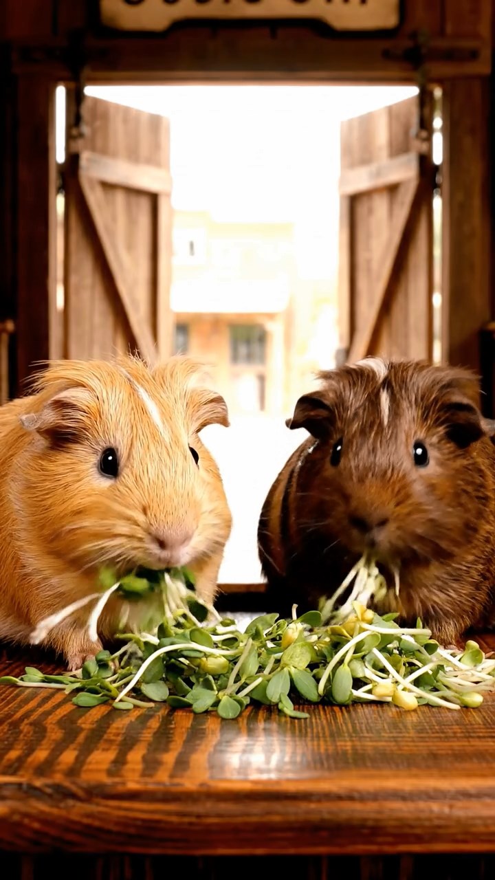 578. Photorealistic scene of 3 smooth-haired Teddy guinea pigs with Chocolate, Cinnamon, and Gray fur, climbing small rocks in a forested glade with soft moss and scattered leaves, under dappled sunlight, enhancing the authentic, adventurous atmosphere.