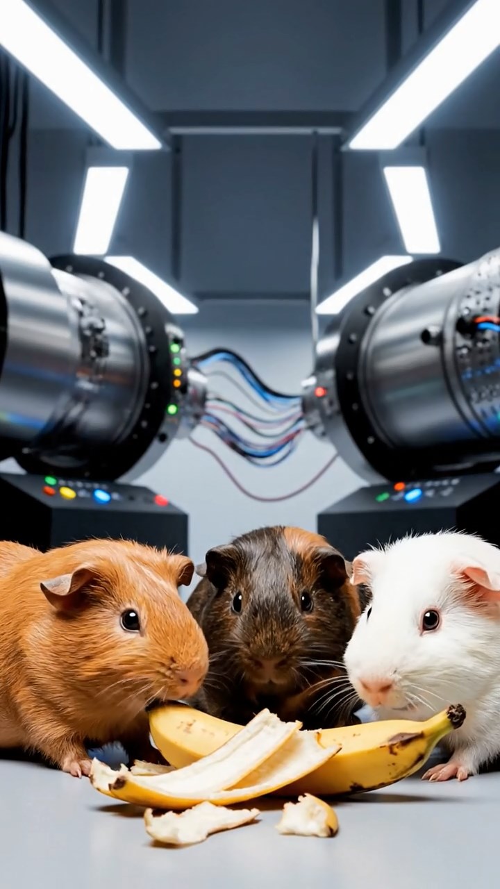 579. Highly detailed view of 4 smooth-haired Himalayan guinea pigs with White, Orange, Black, and Brown fur, dressed as writers in tiny scarves, typing poems in a guinea pig study with miniature books and hay desks, under warm lamplight, creating a vivid, realistic literary scene.