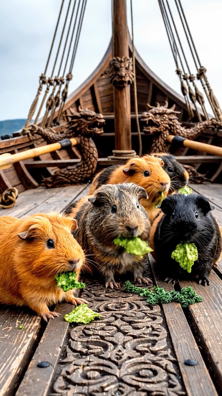 580. Realistic scene of 5 smooth-haired Californian guinea pigs with Cream, Fawn, Sable, Gray, and Cinnamon fur, sleeping in a cozy pile in a lush meadow with wildflowers and a gentle breeze, under golden sunlight, capturing a lifelike, tranquil group moment.