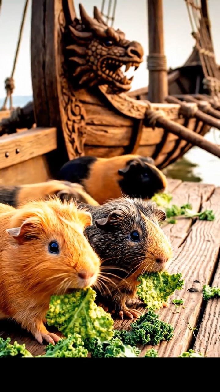 580. Realistic scene of 5 smooth-haired Californian guinea pigs with Cream, Fawn, Sable, Gray, and Cinnamon fur, sleeping in a cozy pile in a lush meadow with wildflowers and a gentle breeze, under golden sunlight, capturing a lifelike, tranquil group moment.