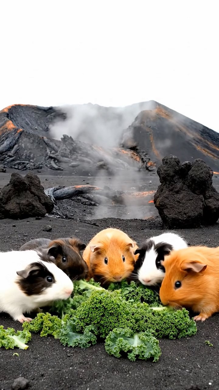 859. Highly detailed view of 4 smooth-haired Himalayan guinea pigs with White, Orange, Black, and Brown fur, dressed as writers in tiny scarves, drafting poems in a guinea pig study with miniature books and hay desks, under warm lamplight, creating a vivid, realistic literary scene.