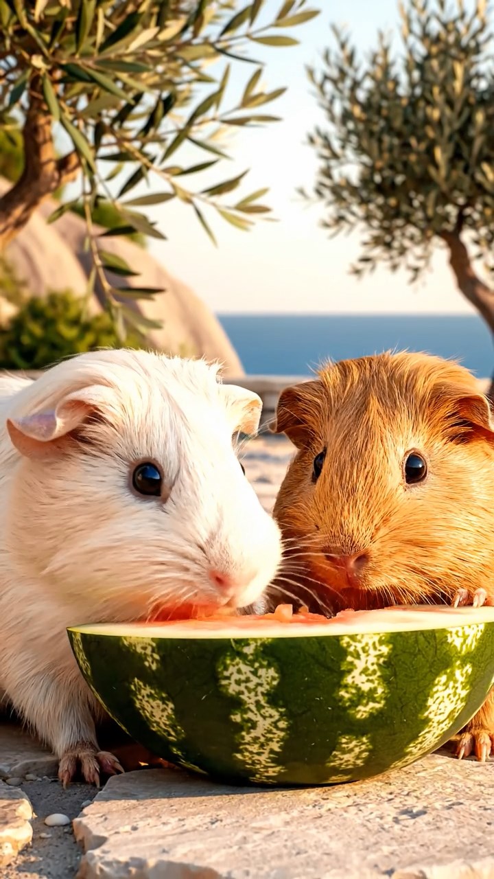 874. Photorealistic scene of 4 smooth-haired Teddy guinea pigs with Fawn, Chocolate, Cinnamon, and Sable fur, dressed as librarians in tiny glasses, cataloging miniature books in a guinea pig library with hay shelves and soft lamplight, capturing a realistic, cozy moment.