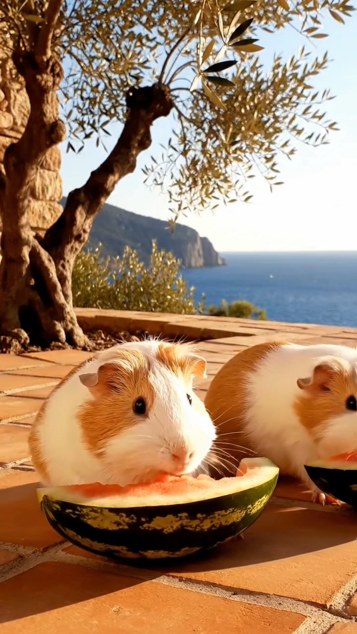 874. Photorealistic scene of 4 smooth-haired Teddy guinea pigs with Fawn, Chocolate, Cinnamon, and Sable fur, dressed as librarians in tiny glasses, cataloging miniature books in a guinea pig library with hay shelves and soft lamplight, capturing a realistic, cozy moment.