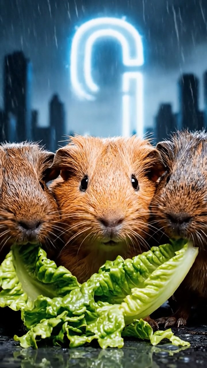 875. Highly detailed view of 5 smooth-haired Himalayan guinea pigs with White, Orange, Gray, Black, and Brown fur, foraging for wild herbs in a lush meadow with wildflowers and a babbling brook, under soft morning light, creating a realistic, serene pastoral scene.