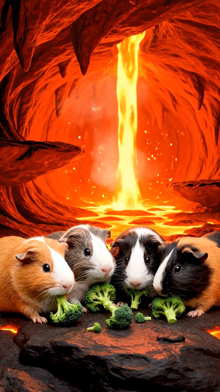 877. Detailed photo of 2 smooth-haired American guinea pigs with Fawn and Sable fur, dressed as bakers in tiny aprons, baking bread in a guinea pig bakery with hay ovens and wooden counters, under soft lamplight, creating a realistic, cozy culinary scene.