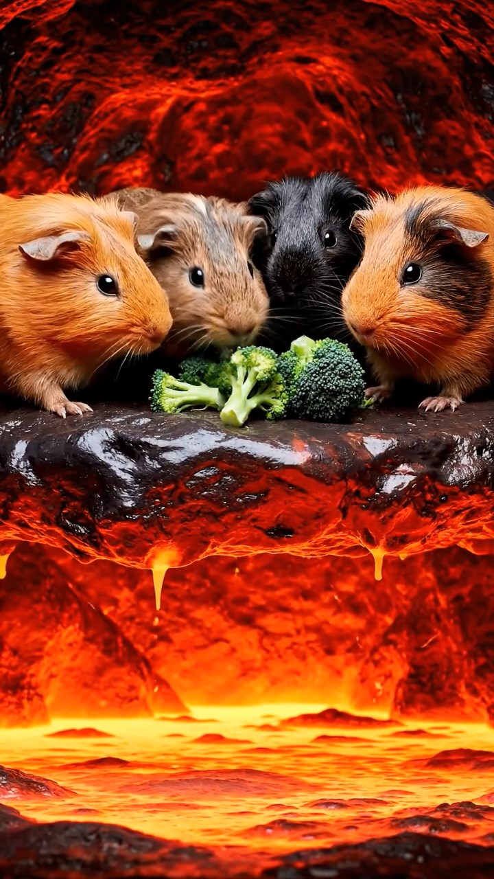 877. Detailed photo of 2 smooth-haired American guinea pigs with Fawn and Sable fur, dressed as bakers in tiny aprons, baking bread in a guinea pig bakery with hay ovens and wooden counters, under soft lamplight, creating a realistic, cozy culinary scene.