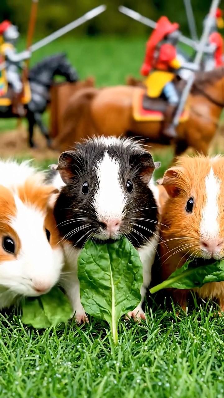 880. Realistic scene of 5 smooth-haired Californian guinea pigs with Cream, Fawn, Sable, Gray, and Cinnamon fur, sleeping in a cozy pile in a lush meadow with wildflowers and a gentle breeze, under golden sunlight, capturing a lifelike, tranquil group moment.