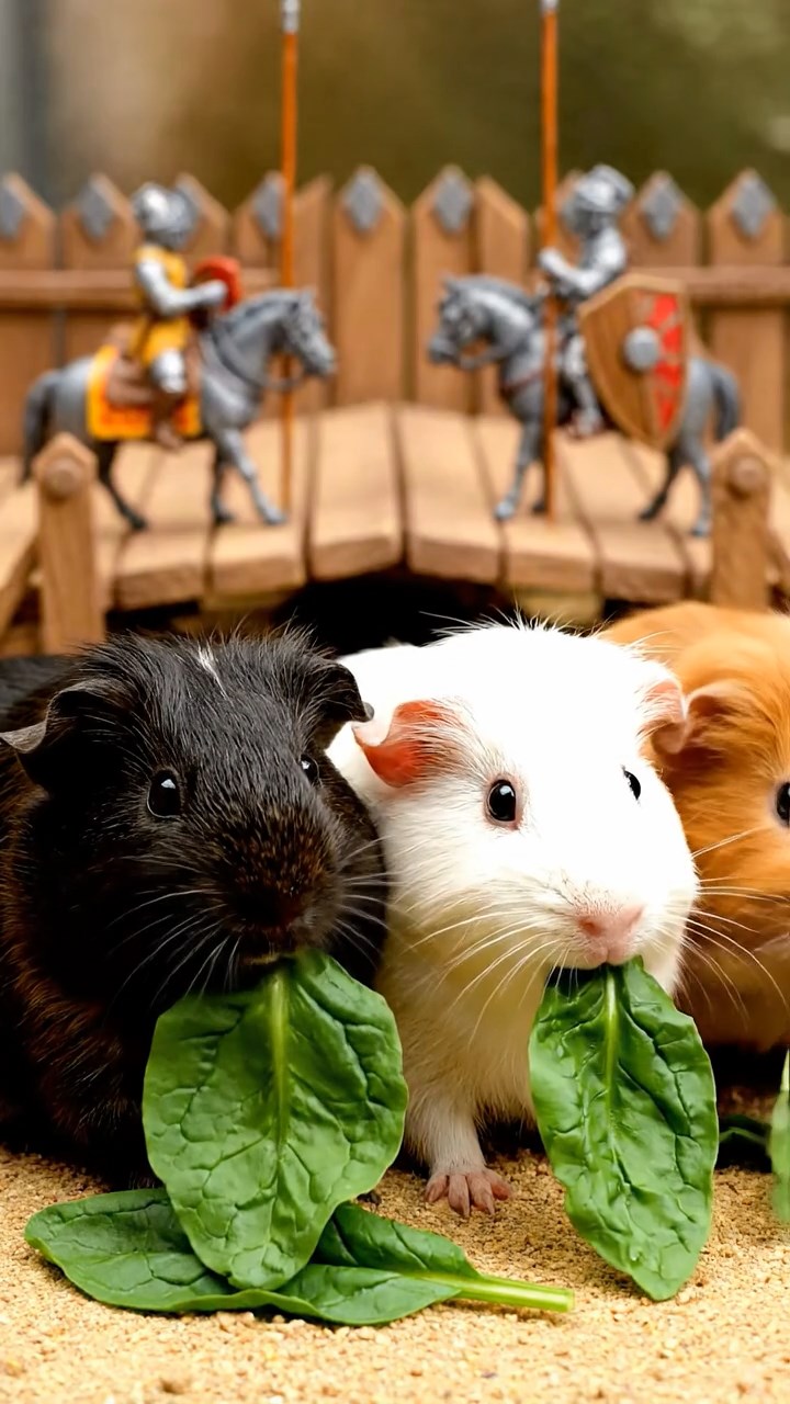 880. Realistic scene of 5 smooth-haired Californian guinea pigs with Cream, Fawn, Sable, Gray, and Cinnamon fur, sleeping in a cozy pile in a lush meadow with wildflowers and a gentle breeze, under golden sunlight, capturing a lifelike, tranquil group moment.