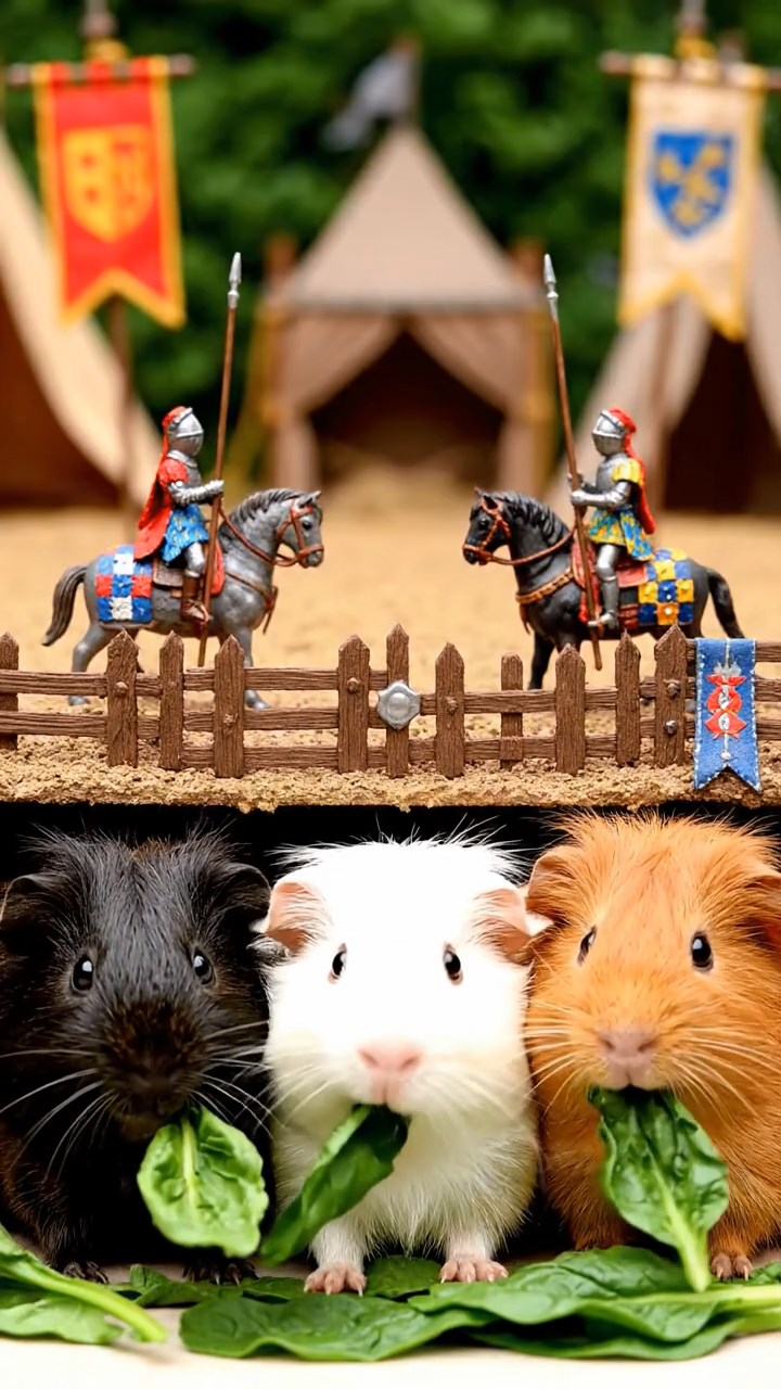 880. Realistic scene of 5 smooth-haired Californian guinea pigs with Cream, Fawn, Sable, Gray, and Cinnamon fur, sleeping in a cozy pile in a lush meadow with wildflowers and a gentle breeze, under golden sunlight, capturing a lifelike, tranquil group moment.