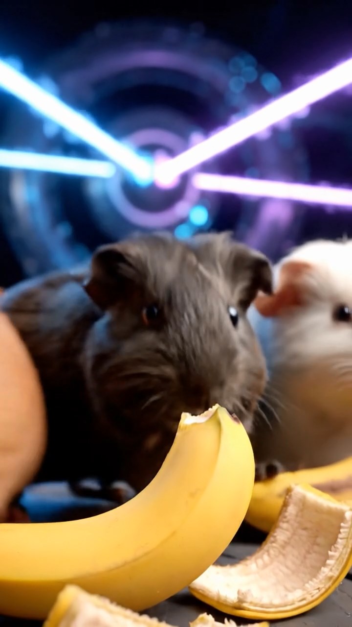 884. Realistic scene of 4 smooth-haired Californian guinea pigs with Fawn, Chocolate, Cinnamon, and Sable fur, dressed as firefighters in tiny uniforms, training with miniature hoses in a guinea pig village with hay houses, under glowing streetlights, capturing a heroic, lifelike moment.