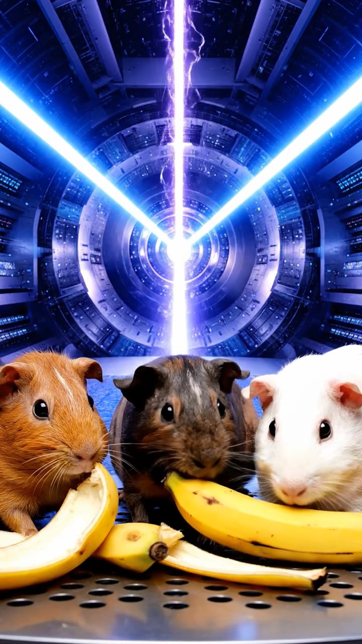 885. Detailed photo of 5 smooth-haired American guinea pigs with White, Orange, Gray, Black, and Brown fur, foraging for clover in a lush meadow with wildflowers and a trickling stream, under soft morning light, creating a realistic, serene pastoral scene.