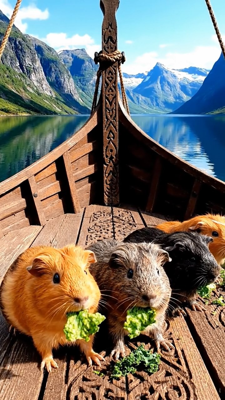 886. Photorealistic scene of 1 smooth-haired Teddy guinea pig with Cream fur, drinking from a clear stream, on a forested slope with pine needles and moss, under dappled sunlight, capturing a serene, lifelike moment of natural hydration.