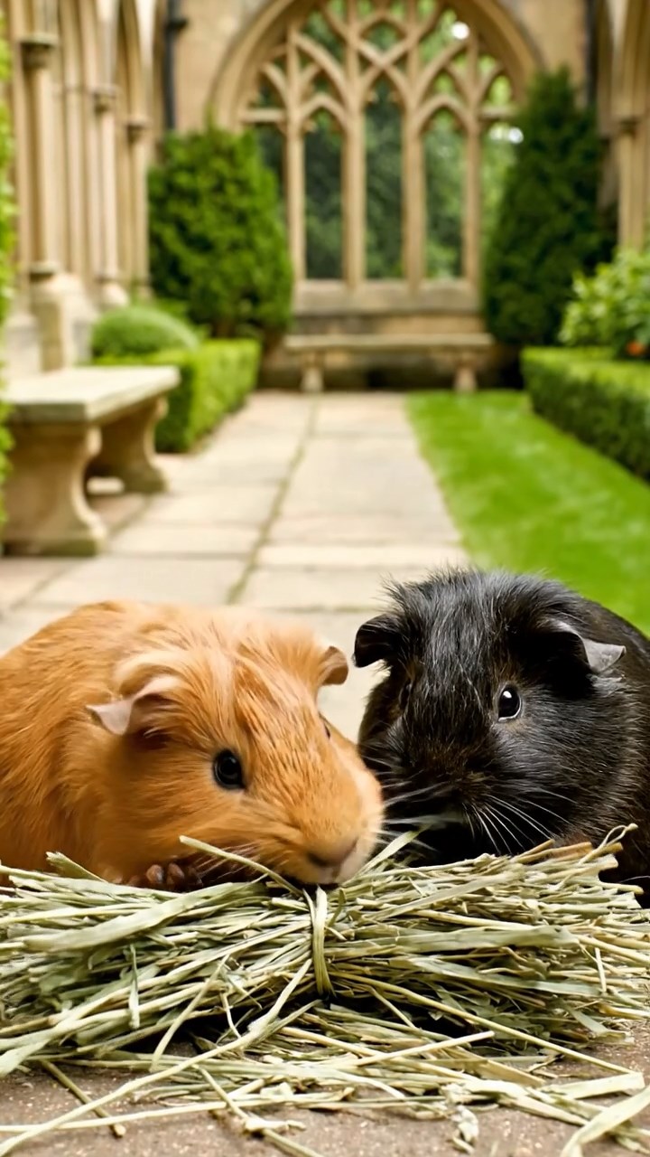 890. Photorealistic scene of 5 smooth-haired Teddy guinea pigs with Cream, Fawn, Sable, Gray, and Cinnamon fur, play-fighting in a grassy clearing with soft moss and scattered twigs, under gentle morning light, capturing a realistic, playful woodland moment.