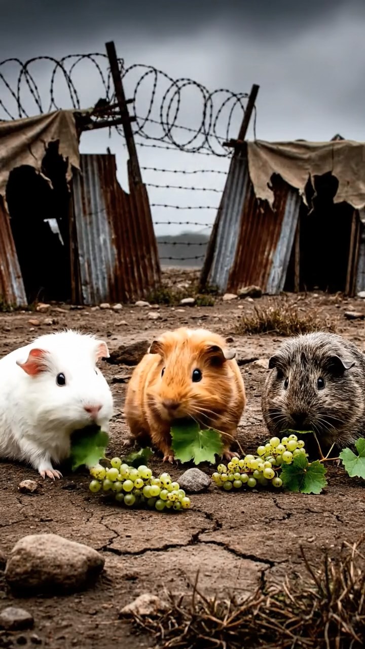 892. Realistic scene of 2 smooth-haired Californian guinea pigs with Orange and Black fur, dressed as tailors in tiny vests, sewing miniature shirts in a guinea pig atelier with colorful fabrics and hay mannequins, under warm lamplight, enhancing the lifelike, creative atmosphere.