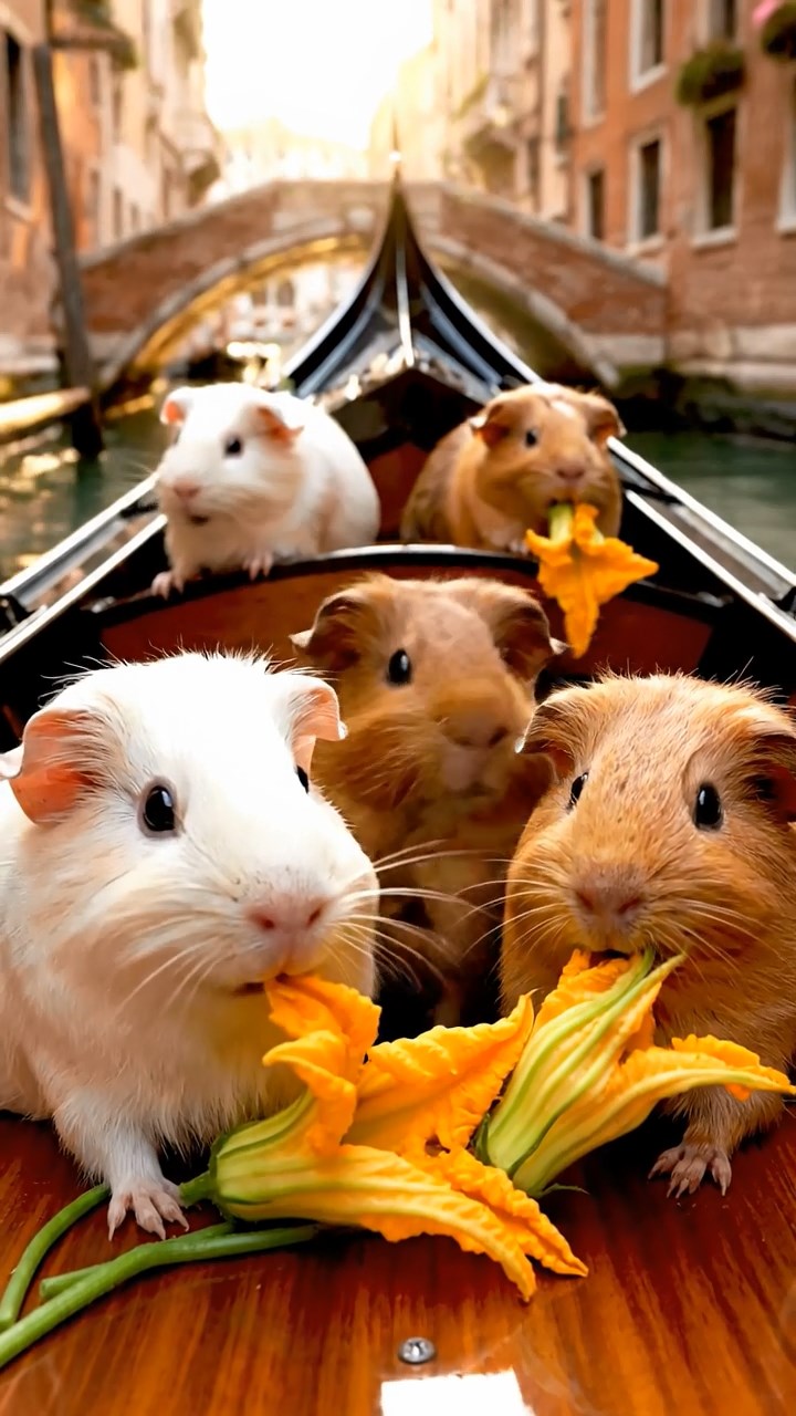 893. Detailed photo of 3 smooth-haired American guinea pigs with Gray, Cream, and Brown fur, burrowing like rabbits in a sandy dune with sparse grass and distant cacti, under a golden sunset, creating a vivid, realistic desert scene.