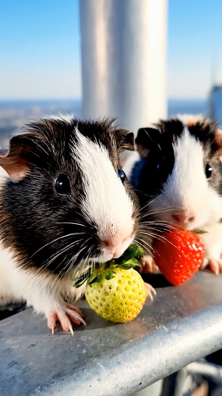 900. Realistic scene of 5 smooth-haired Californian guinea pigs with Cream, Fawn, Sable, Gray, and Cinnamon fur, sleeping in a cozy pile in a lush meadow with wildflowers and a gentle breeze, under golden sunlight, capturing a lifelike, tranquil group moment.