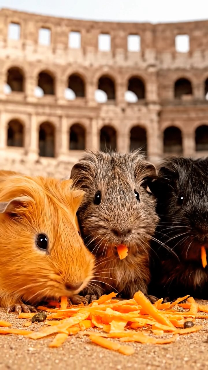 900. Realistic scene of 5 smooth-haired Californian guinea pigs with Cream, Fawn, Sable, Gray, and Cinnamon fur, sleeping in a cozy pile in a lush meadow with wildflowers and a gentle breeze, under golden sunlight, capturing a lifelike, tranquil group moment.