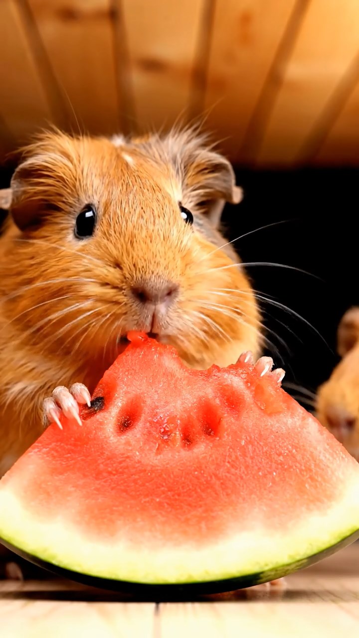 905. Detailed photo of 5 smooth-haired American guinea pigs with White, Orange, Gray, Black, and Brown fur, methodically nest-building by dragging twigs and grass with their teeth, weaving them into a cozy pile, in a tranquil forest glade with soft ferns and a babbling brook, under gentle morning light, creating a vivid, realistic scene of cooperative effort.