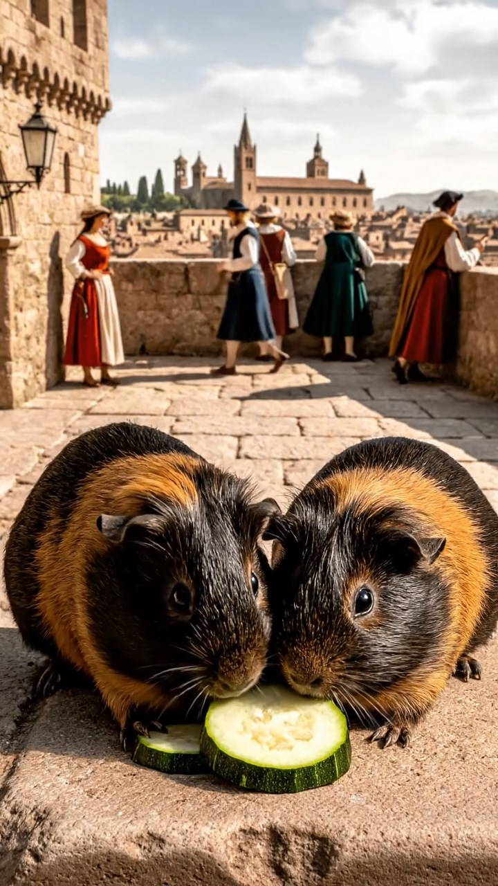 909. Detailed photo of 4 smooth-haired American guinea pigs with White, Orange, Black, and Brown fur, dressed as architects in tiny hard hats, carefully sketching blueprints with miniature pencils, their paws moving precisely, in a guinea pig office with hay models and wooden desks, under soft daylight, creating a vivid, realistic professional scene.