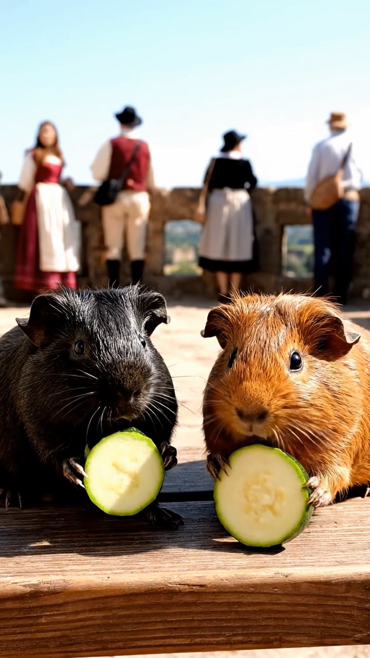 909. Detailed photo of 4 smooth-haired American guinea pigs with White, Orange, Black, and Brown fur, dressed as architects in tiny hard hats, carefully sketching blueprints with miniature pencils, their paws moving precisely, in a guinea pig office with hay models and wooden desks, under soft daylight, creating a vivid, realistic professional scene.
