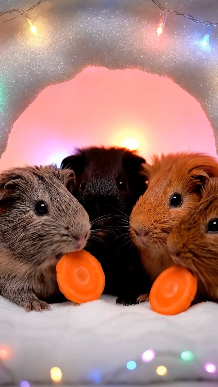 914. Photorealistic scene of 4 smooth-haired Teddy guinea pigs with Fawn, Chocolate, Cinnamon, and Sable fur, dressed as scientists in tiny lab coats, pipetting liquids into miniature beakers with steady paws, in a guinea pig laboratory with hay benches, under bright lights, capturing a realistic, intellectual moment.