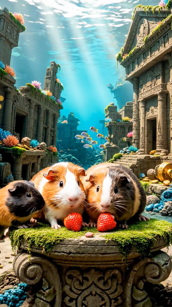 917. Detailed photo of 2 smooth-haired American guinea pigs with Fawn and Sable fur, dressed as bakers in tiny aprons, kneading dough with their tiny paws in a guinea pig bakery with hay ovens and wooden counters, under soft lamplight, creating a realistic, cozy culinary scene.