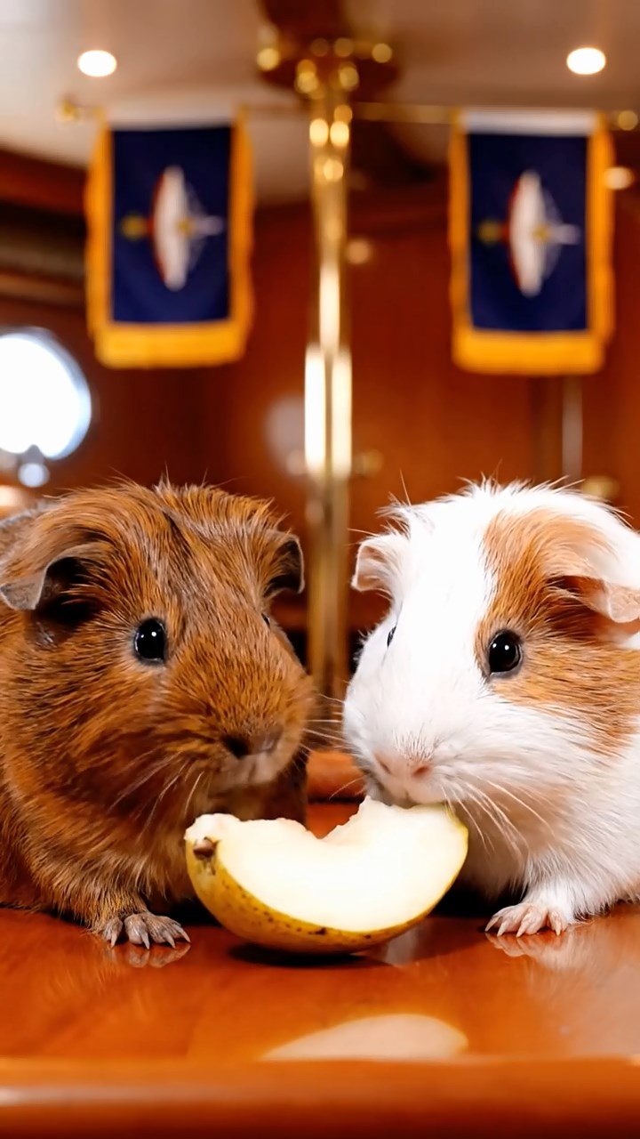 918. Photorealistic scene of 3 smooth-haired Teddy guinea pigs with Chocolate, Cinnamon, and Gray fur, navigating a maze of twigs, sniffing and scurrying with quick steps, in a forested clearing with soft moss, under dappled sunlight, enhancing the authentic, adventurous atmosphere.