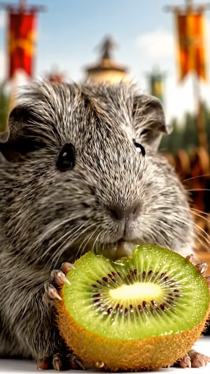 922. Photorealistic scene of 2 smooth-haired Teddy guinea pigs with Orange and Black fur, dressed as engineers in tiny helmets, hammering miniature nails into a bridge structure, in a guinea pig workshop with hay beams, under bright daylight, enhancing the lifelike, industrious atmosphere.