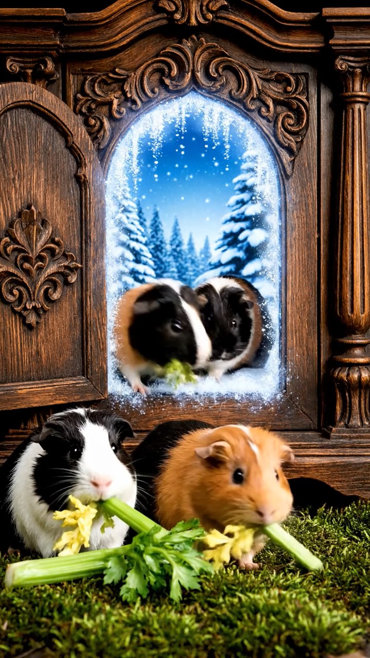 922. Photorealistic scene of 2 smooth-haired Teddy guinea pigs with Orange and Black fur, dressed as engineers in tiny helmets, hammering miniature nails into a bridge structure, in a guinea pig workshop with hay beams, under bright daylight, enhancing the lifelike, industrious atmosphere.