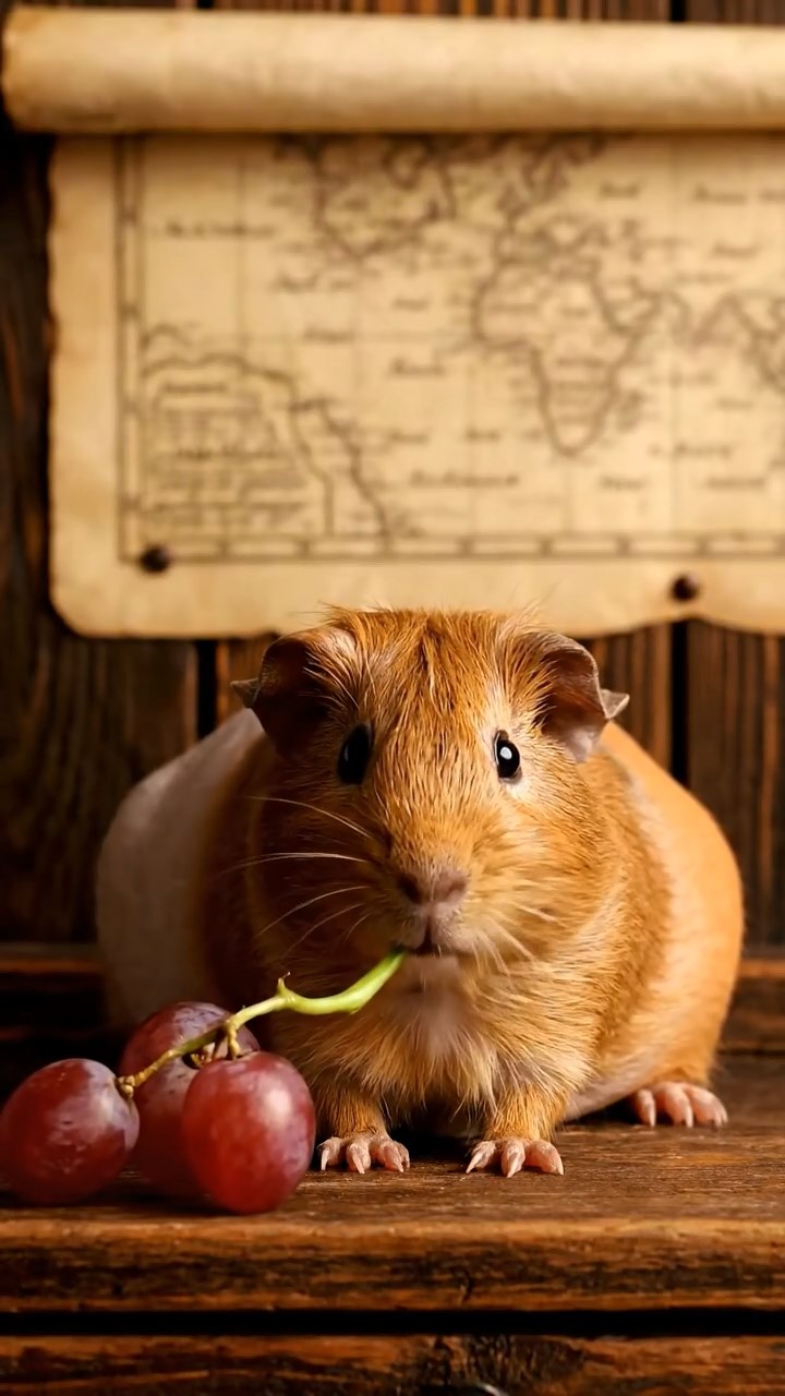 926. Photorealistic scene of 1 smooth-haired Teddy guinea pig with Cream fur, lapping water from a clear stream with delicate tongue flicks, on a forested slope with pine needles and moss, under dappled sunlight, capturing a serene, lifelike moment of hydration.