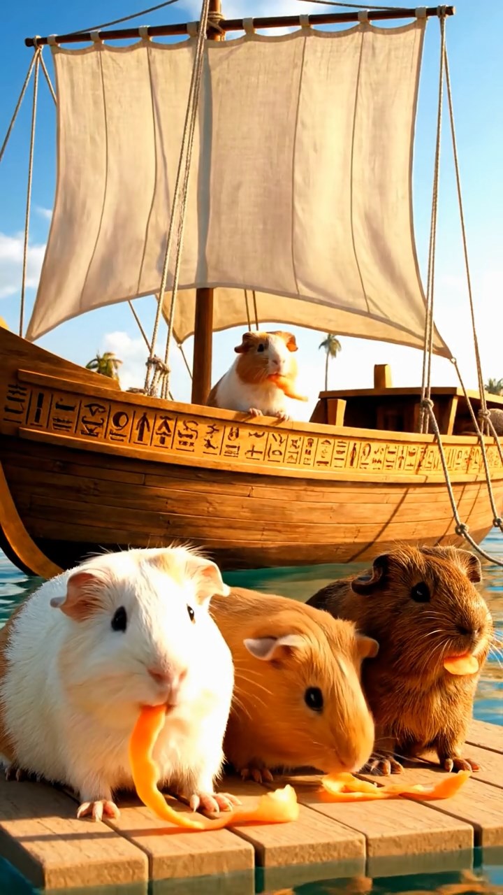 927. Highly detailed view of 2 smooth-haired Himalayan guinea pigs with Fawn and Sable fur, dressed as musicians in tiny vests, plucking miniature guitar strings with precise paws, in a guinea pig concert hall with hay seats, under warm spotlights, creating a realistic, elegant scene.