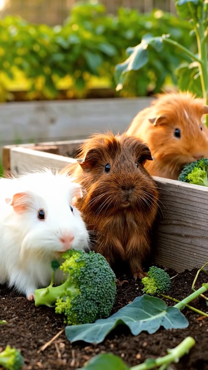 502. Photorealistic scene of 2 smooth-haired Teddy guinea pigs with Orange and Black fur, dressed as chefs in tiny aprons, preparing miniature pies in a cozy guinea pig kitchen with hay counters and wooden shelves, under warm lamplight, capturing a vivid, lifelike culinary moment.