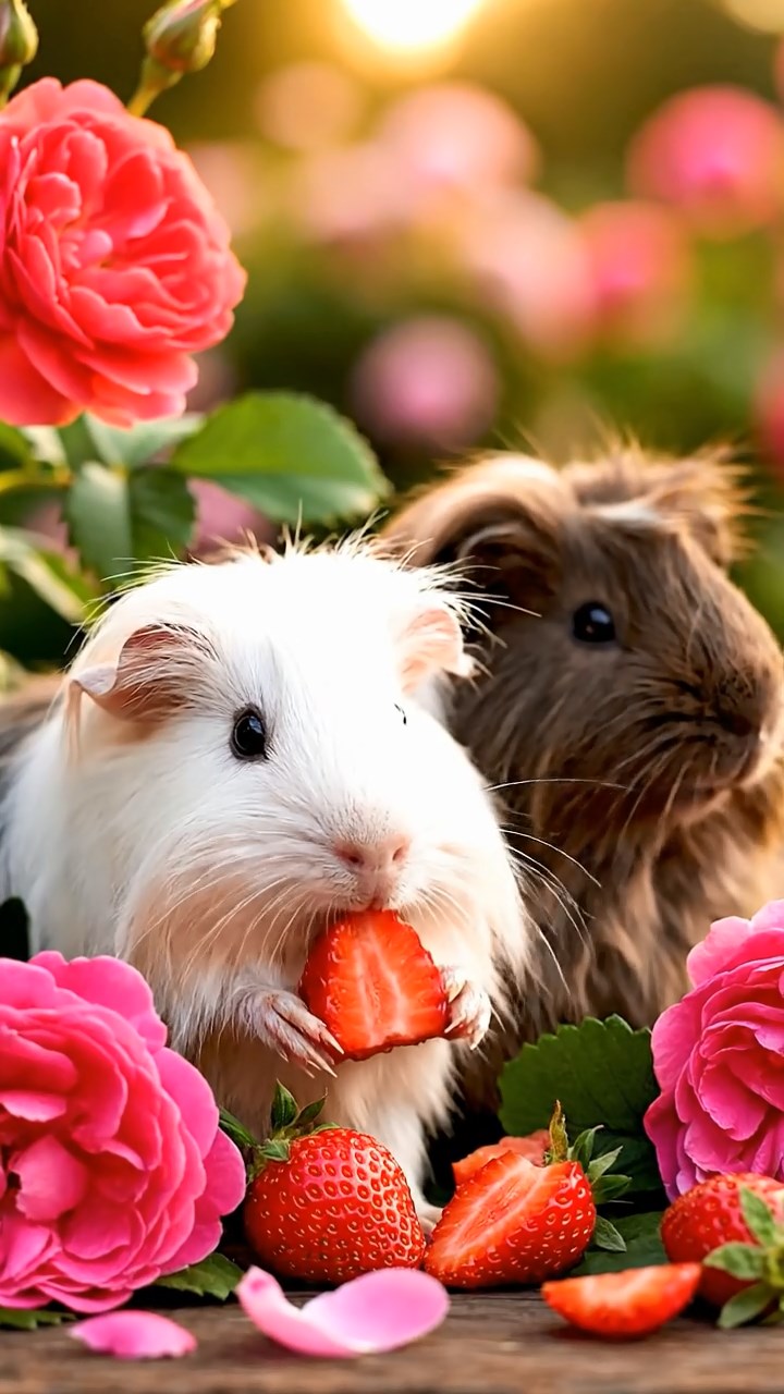 506. Photorealistic scene of 1 smooth-haired Teddy guinea pig with Cream fur, nibbling on fresh alfalfa sprouts, on a rocky cliffside overlooking a turbulent sea with crashing waves and jagged rocks below, under dramatic clouds, capturing a lifelike, coastal moment.