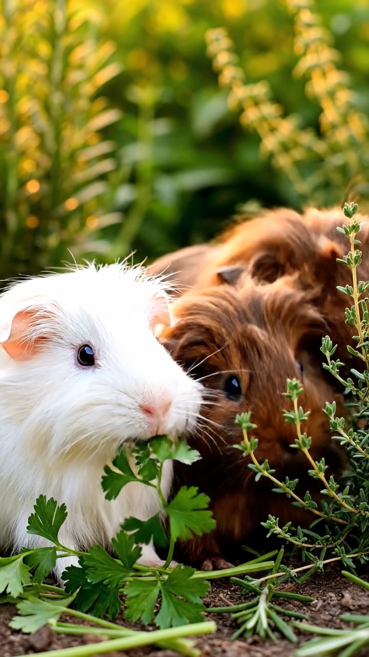 510. Photorealistic scene of 5 smooth-haired Teddy guinea pigs with Cream, Fawn, Sable, Gray, and Cinnamon fur, rolling in dust to clean their fur in a sandy hillside dotted with sparse grass, under a golden sunset, capturing a lifelike, natural behavior moment.