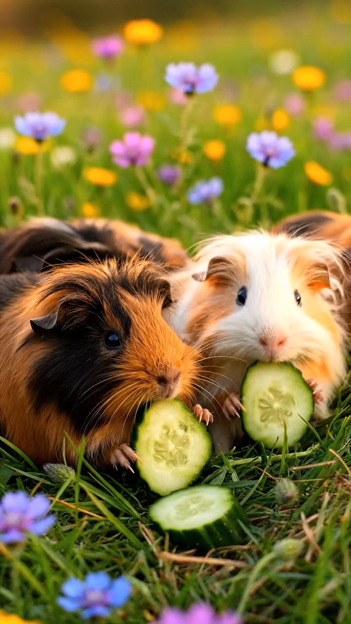 514. Photorealistic scene of 4 smooth-haired Teddy guinea pigs with Fawn, Chocolate, Cinnamon, and Sable fur, dressed as scientists in tiny lab coats, conducting experiments in a guinea pig laboratory with miniature beakers and hay benches, under bright lights, capturing a realistic, intellectual moment.